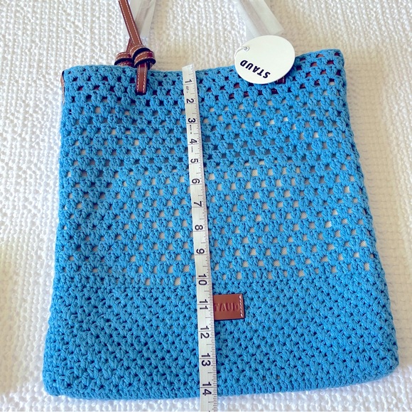 STAUD Crochet Porte Tote Shoulder Bag Casual Beachy In Azure Color One Size - Picture 14 of 15